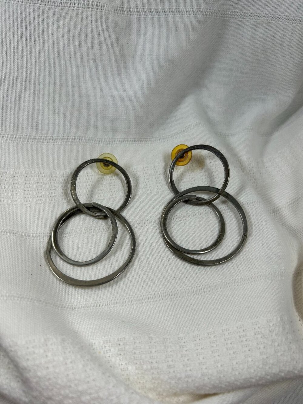 Vintage Brushed Gunmetal-Tone Earrings - Pre-owned